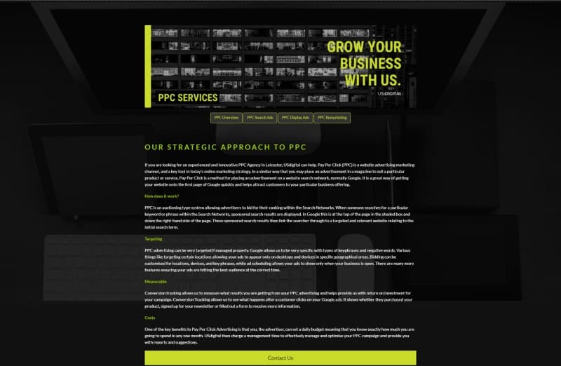 ppc landing page with bad colour combinations and small fonts